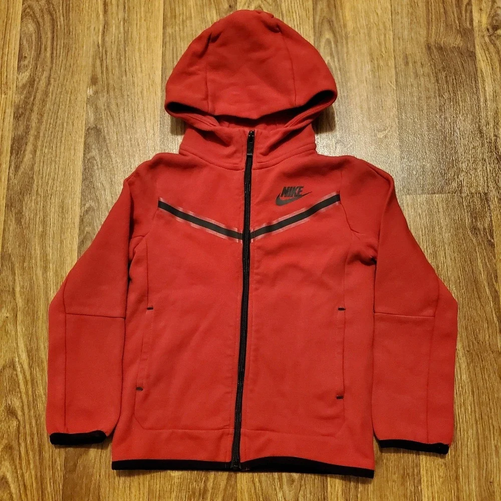 Nike Sportswear Tech Fleece Hoodie Jacket Kids 6 Red Windrunner Full‎ Zip